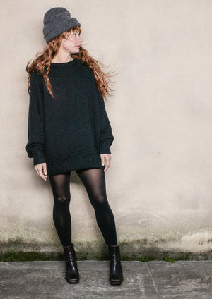 SWEATER OVERSIZE - KNIT PEARL black - BERENIK