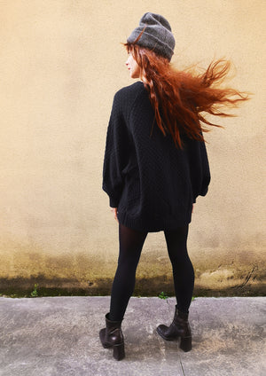 SWEATER OVERSIZE - KNIT PEARL black - BERENIK