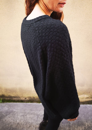 SWEATER OVERSIZE - KNIT PEARL black - BERENIK