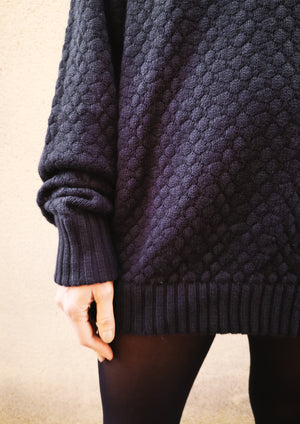 SWEATER OVERSIZE - KNIT PEARL black - BERENIK