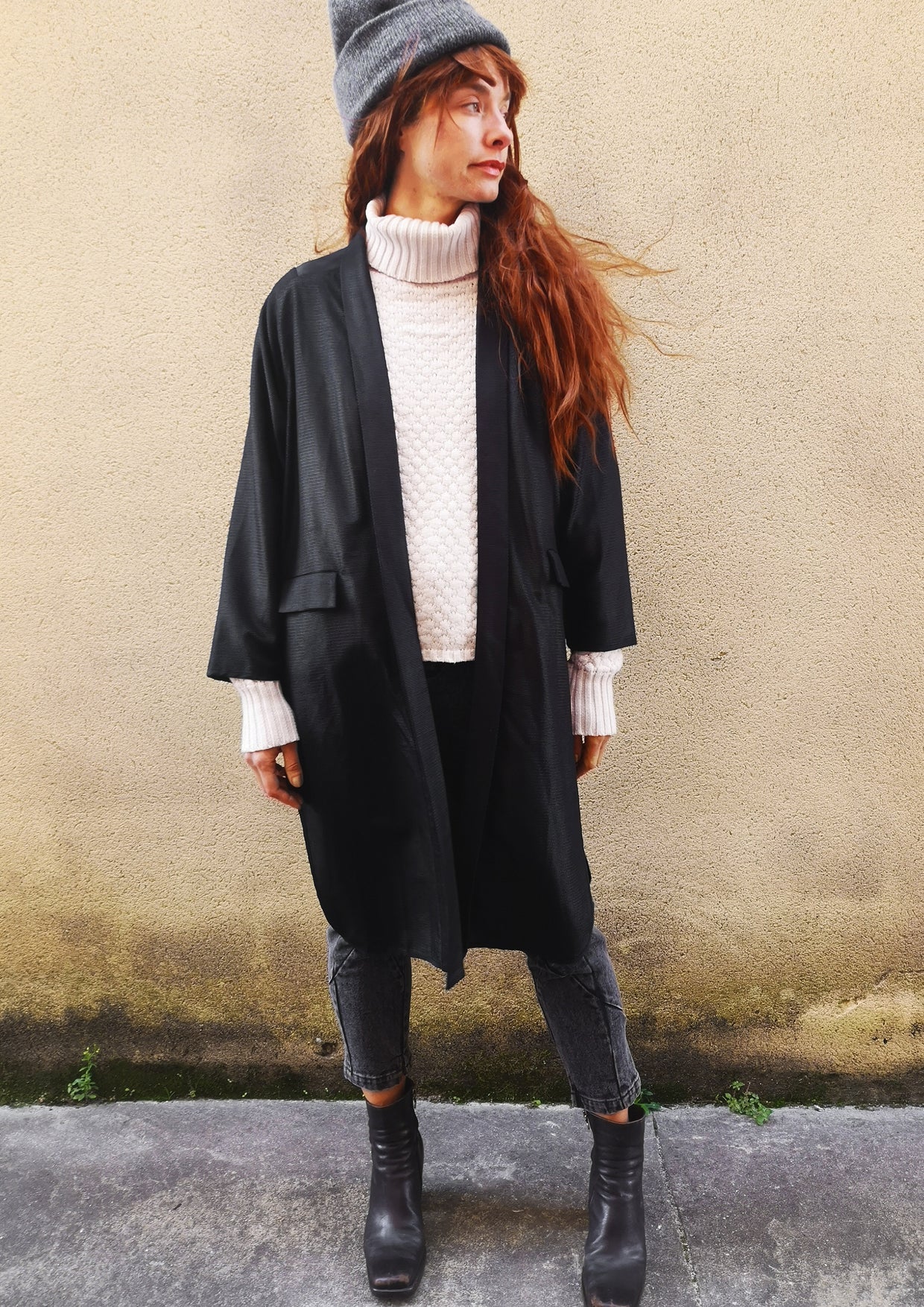 CARDIGAN LONG - TECHLACES black shiny - BERENIK