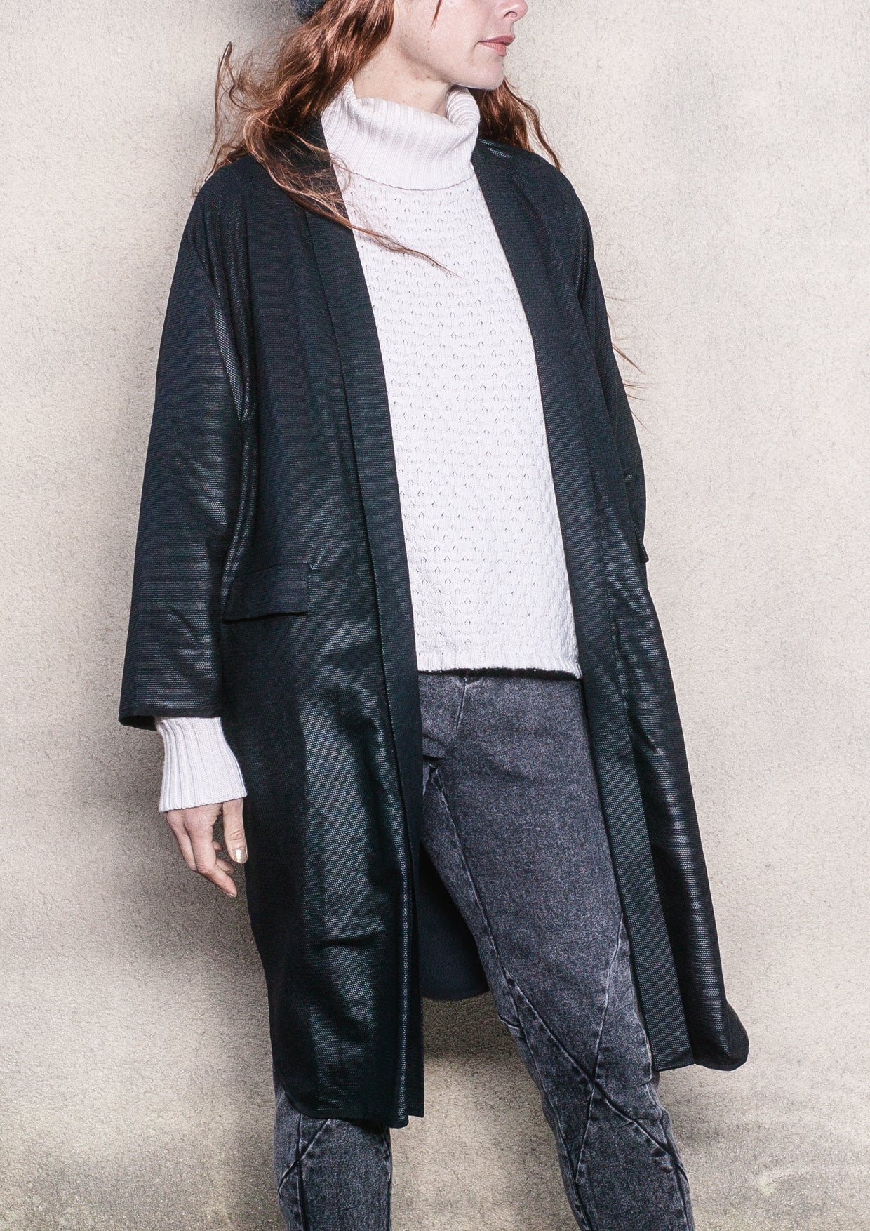 CARDIGAN LONG - TECHLACES black shiny - BERENIK