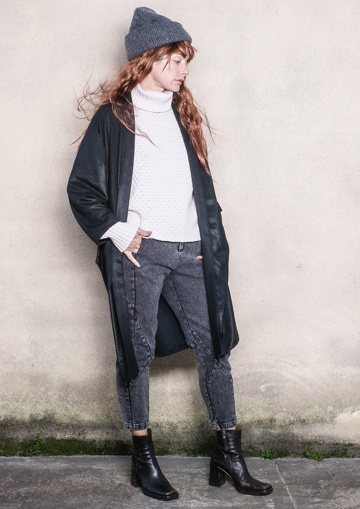 CARDIGAN LONG - TECHLACES black shiny - BERENIK