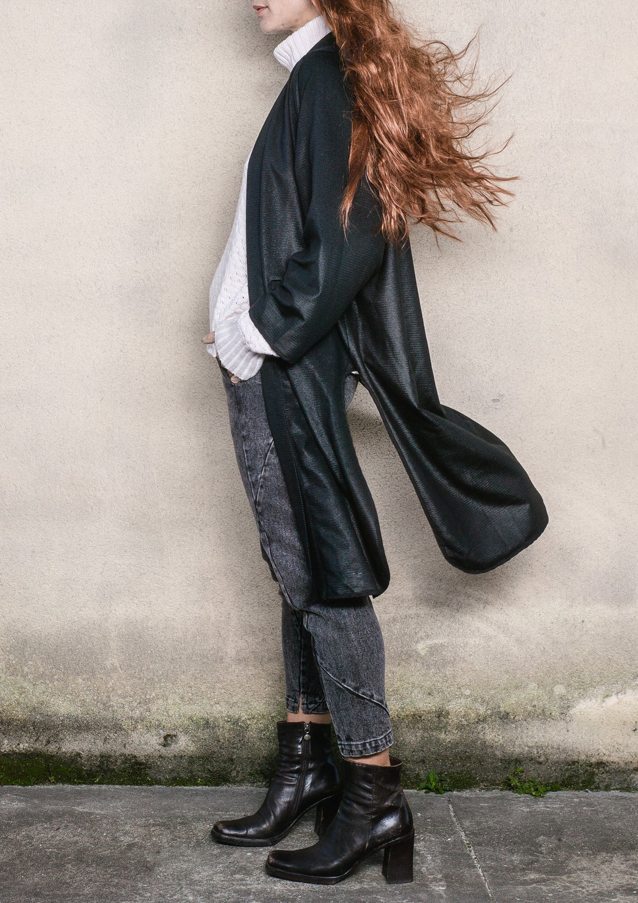 CARDIGAN LONG - TECHLACES black shiny - BERENIK