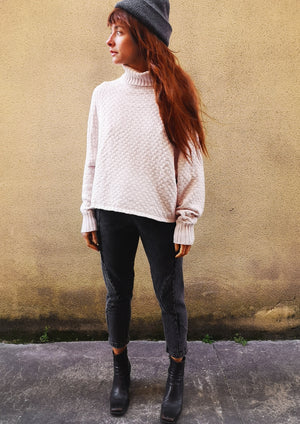 SWEATER TURTLENECK - KNIT PEARL beige - BERENIK