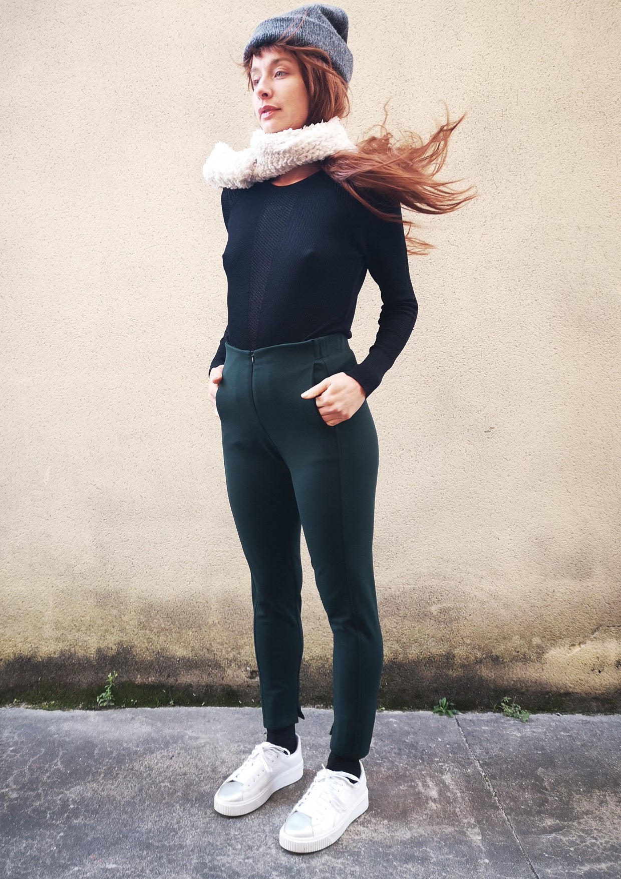 TROUSERS STRETCH - HEAVY STRETCH dark green - BERENIK