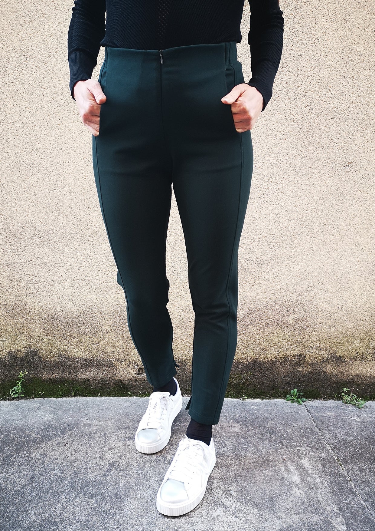 TROUSERS STRETCH - HEAVY STRETCH dark green - BERENIK
