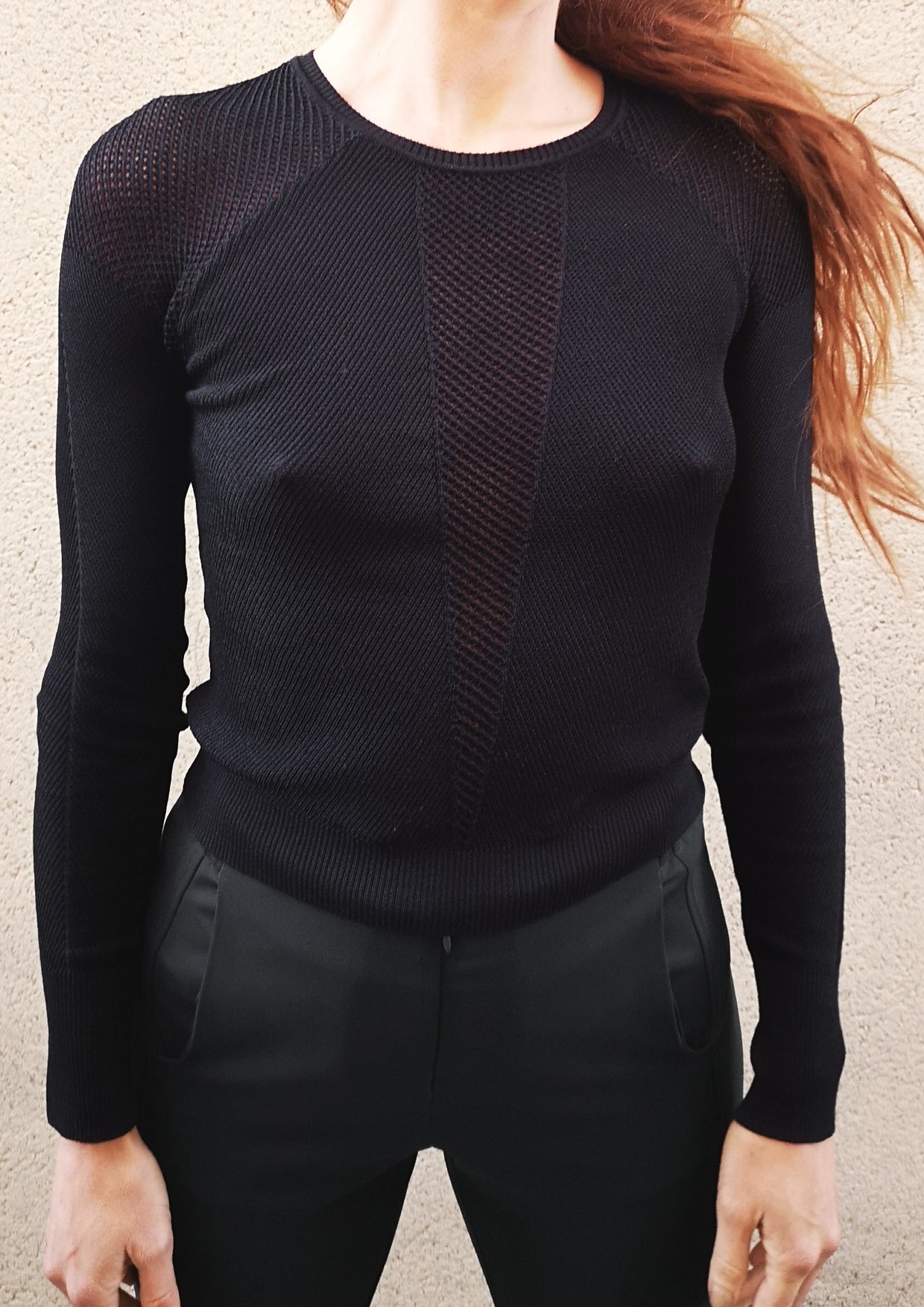 SWEATER LONG SLEEVE - KNIT TRANSPARENT black - BERENIK