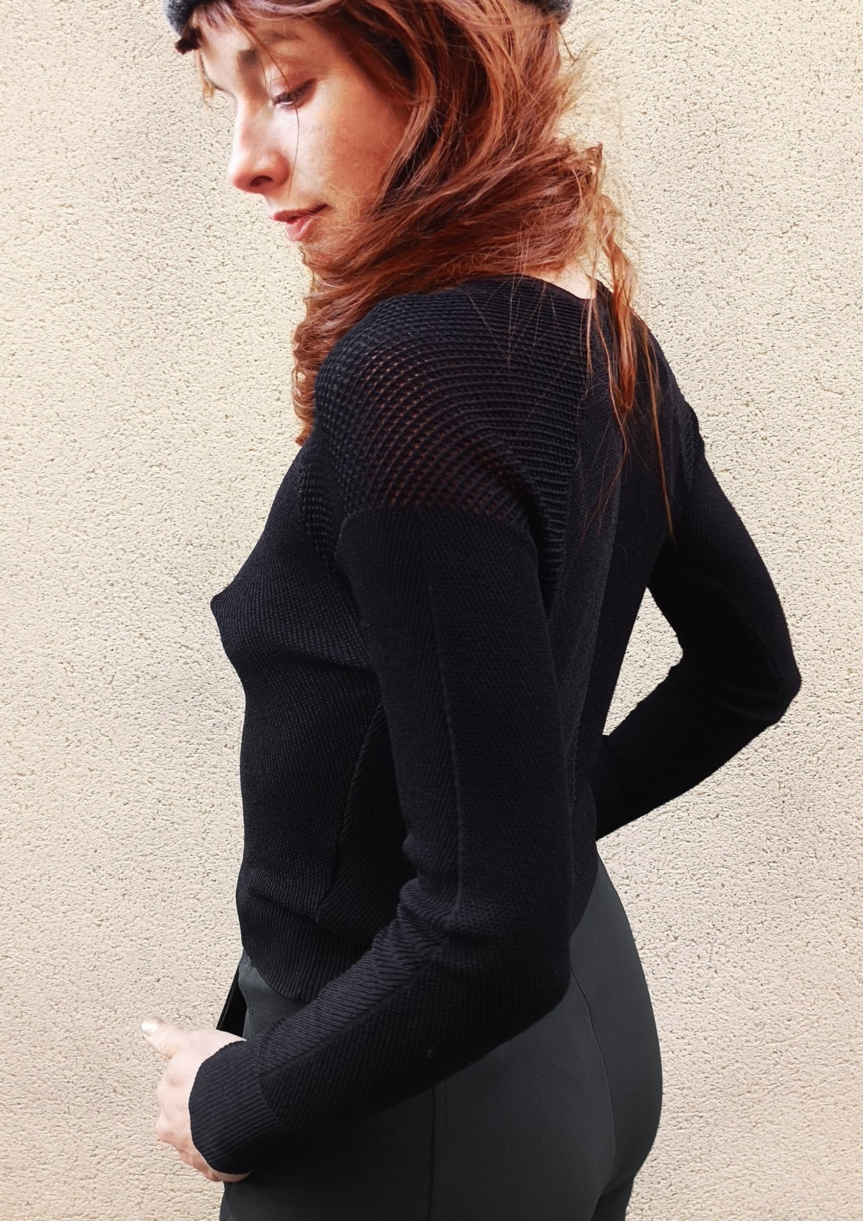 SWEATER LONG SLEEVE - KNIT TRANSPARENT black - BERENIK