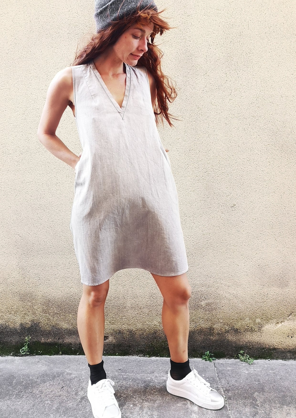 SHIRT/DRESS SLEEVELESS - DENIM light grey washed - BERENIK
