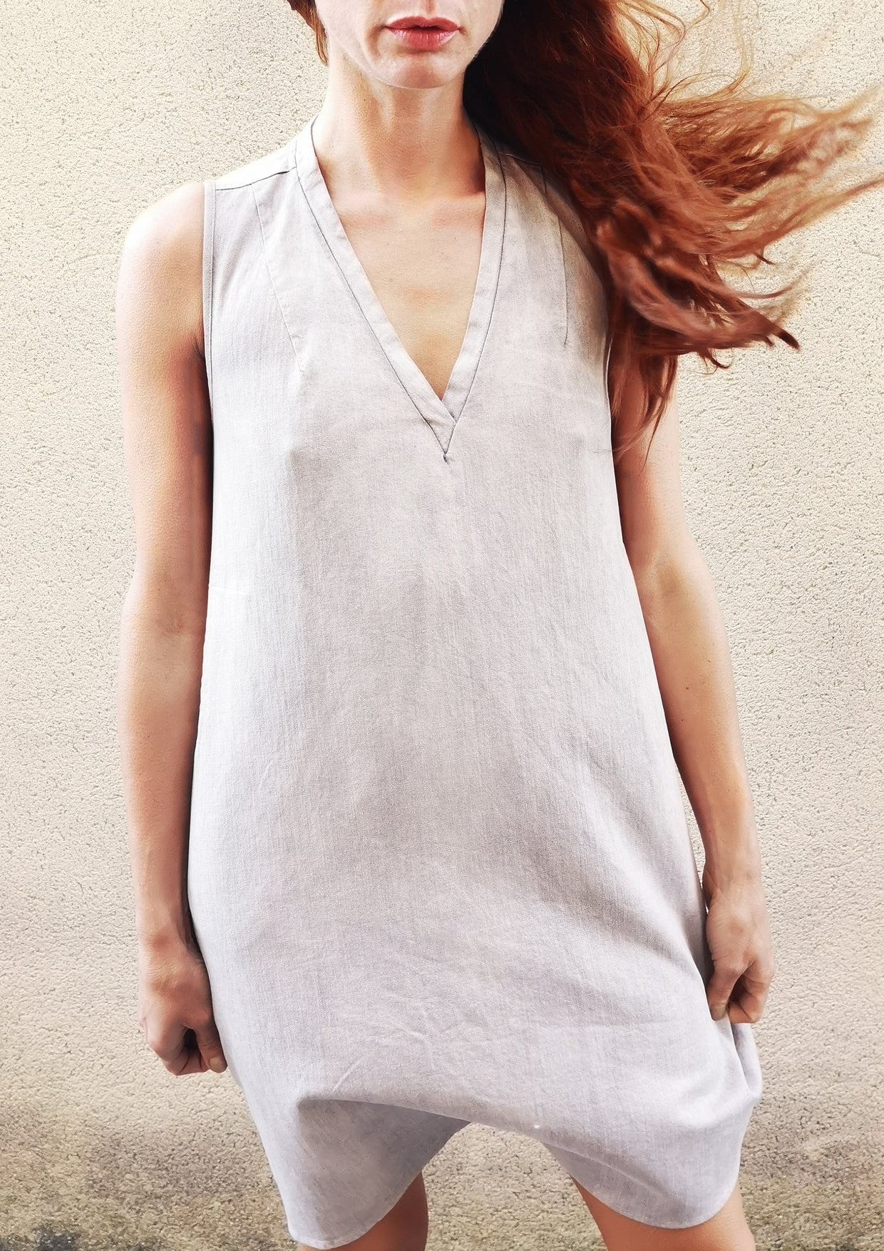 SHIRT/DRESS SLEEVELESS - DENIM light grey washed - BERENIK