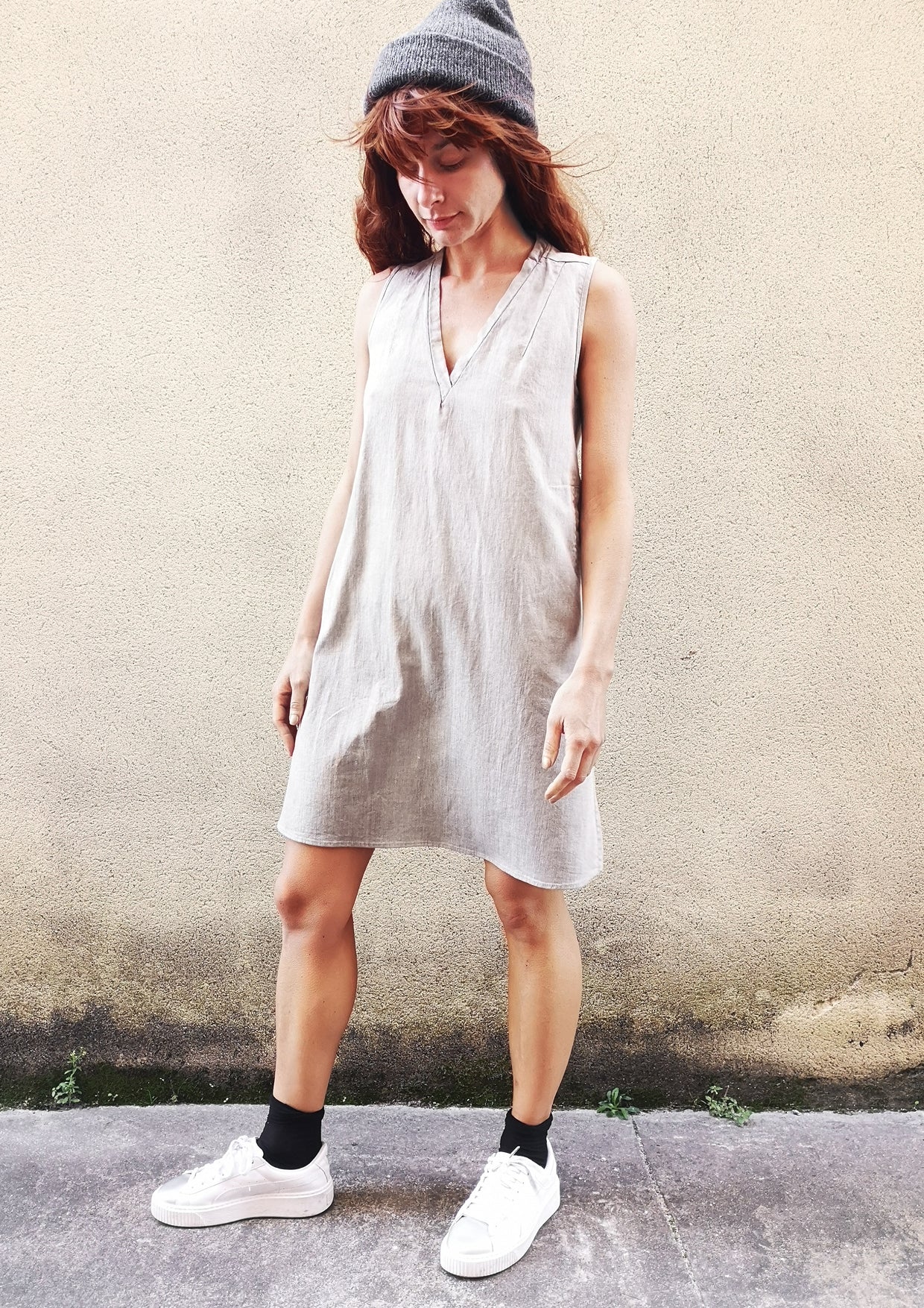 SHIRT/DRESS SLEEVELESS - DENIM light grey washed - BERENIK