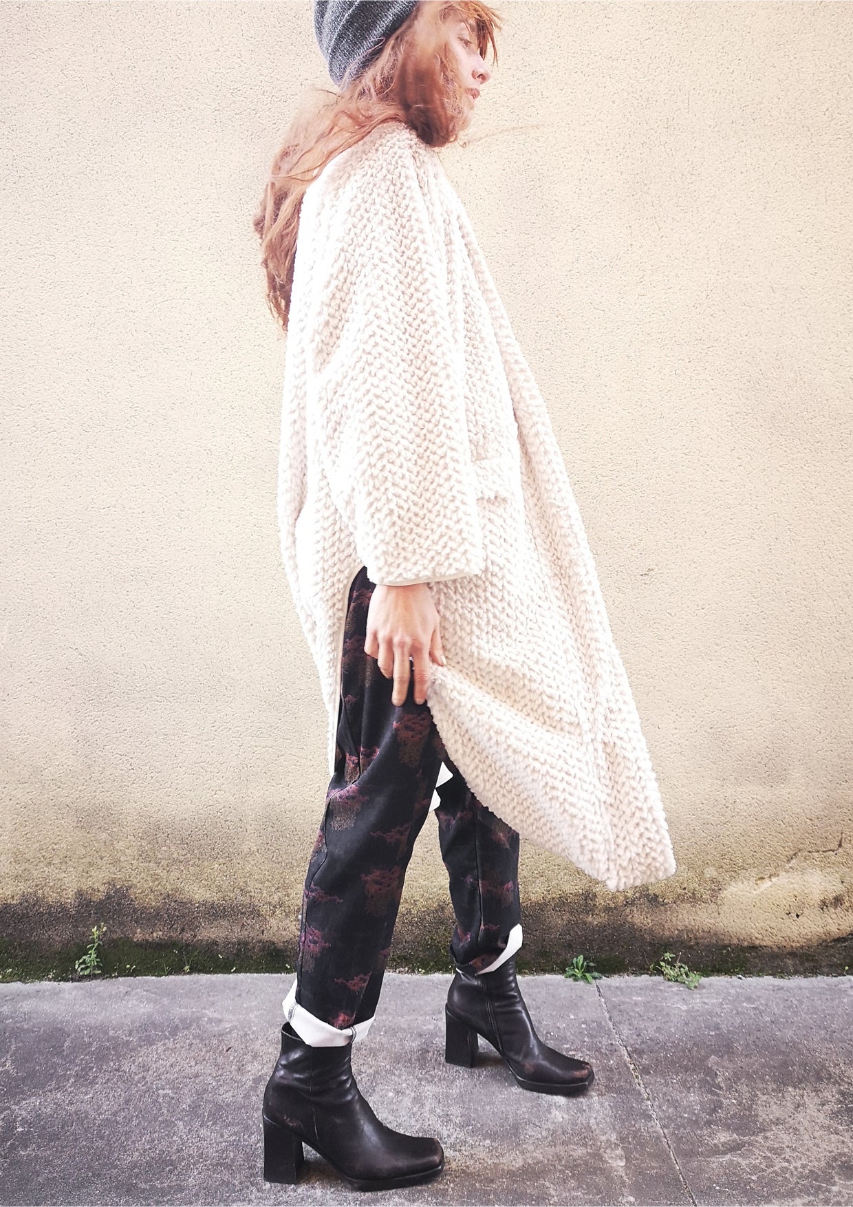 CARDIGAN - FAUX RHOMB FUR beige - BERENIK