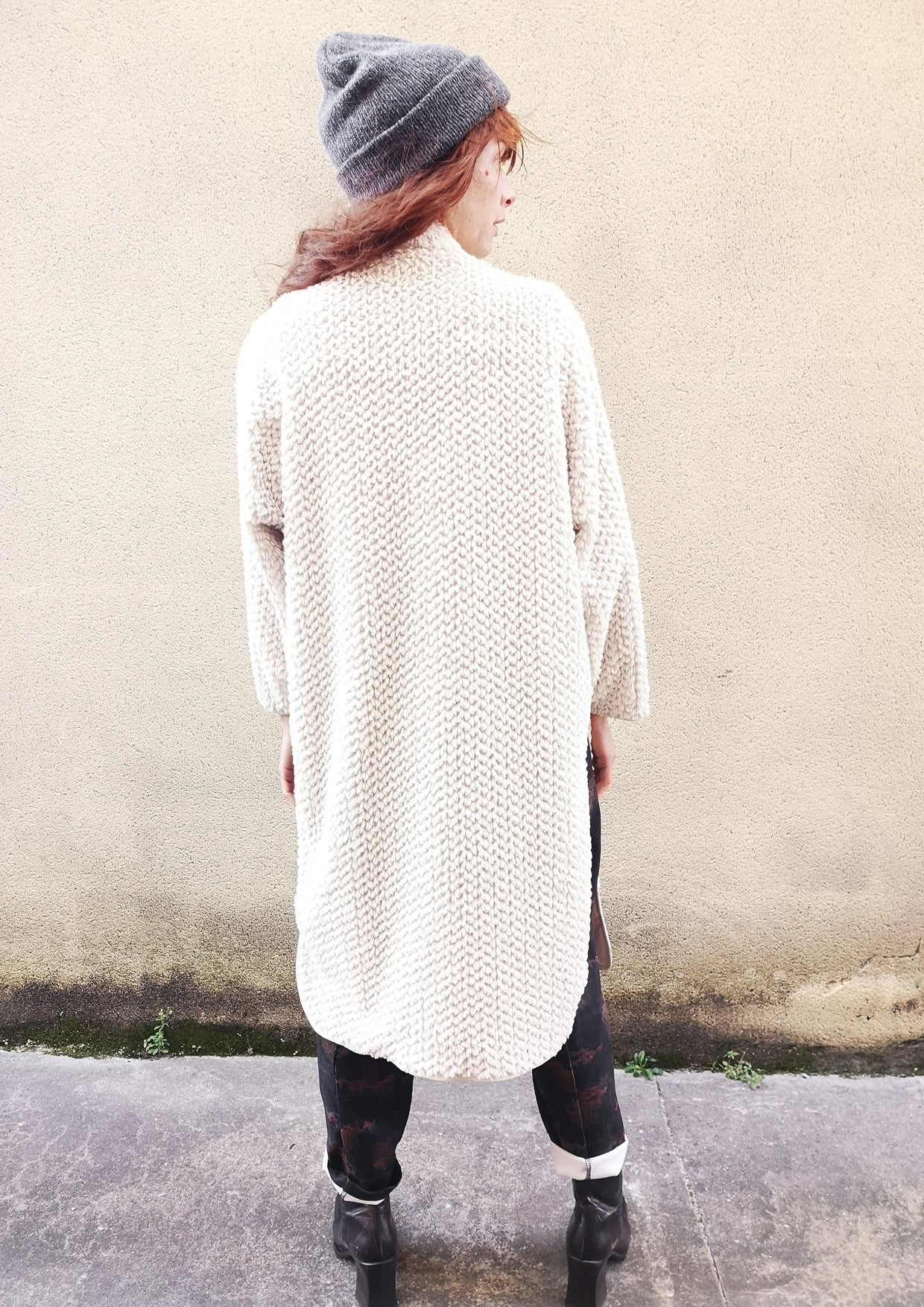 CARDIGAN - FAUX RHOMB FUR beige - BERENIK