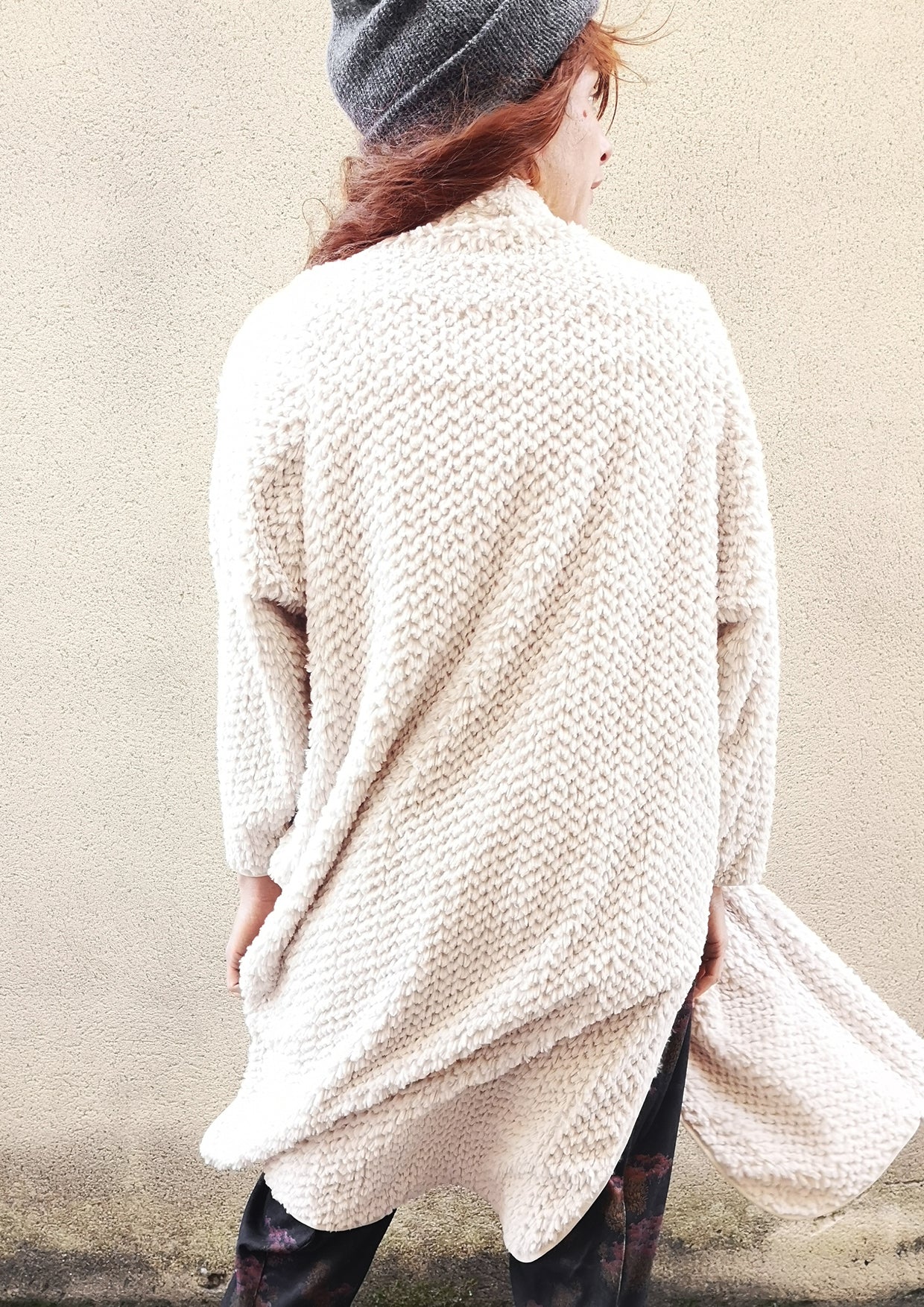 CARDIGAN - FAUX RHOMB FUR beige - BERENIK