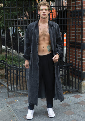 ULTRA HIP LONG COAT - DENIM WASHED - black - BERENIK