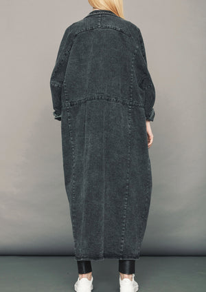 ULTRA HIP LONG COAT - DENIM WASHED - black - BERENIK