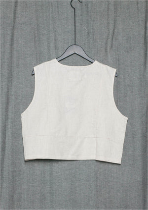 SHORT SLEEVELESS BLOUSE - LINEN natural white - BERENIK