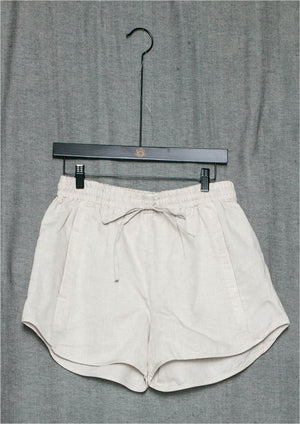 SHORTS ELASTIC WAIST - NATURAL LINEN white - BERENIK