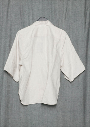 BLOUSE SHORT SLEEVES CONCEALED BUTTONS - LINEN natural white - BERENIK