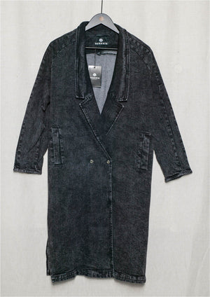 COAT LONG REVERS - DENIM washed black - BERENIK
