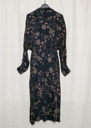 LONG SUMMER DRESS/COAT - RAYON printed black/rust - BERENIK