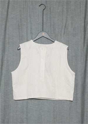 SHORT SLEEVELESS BLOUSE - LINEN natural white - BERENIK