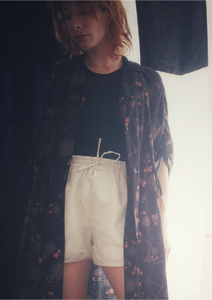 SHORTS ELASTIC WAIST - NATURAL LINEN white - BERENIK