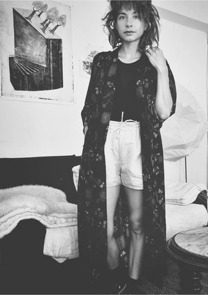 LONG SUMMER DRESS/COAT - RAYON printed black/rust - BERENIK
