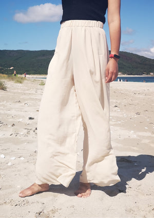 PANTS WIDE ELASTIC - creme - BERENIK