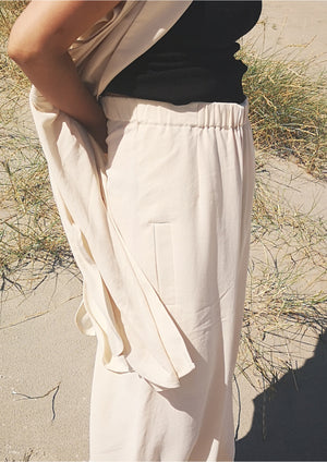 PANTS WIDE ELASTIC - creme - BERENIK