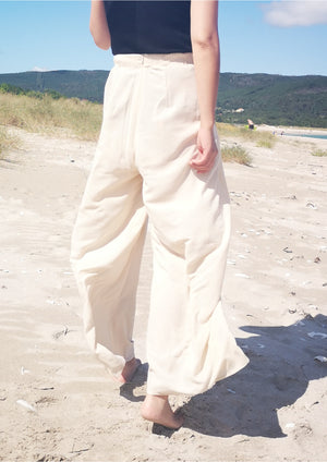 PANTS WIDE ELASTIC - creme - BERENIK