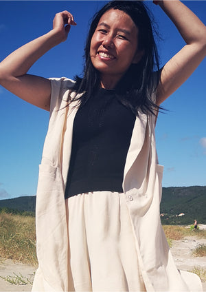 SHIRT SLEEVELESS STRETCH - KNIT black - BERENIK