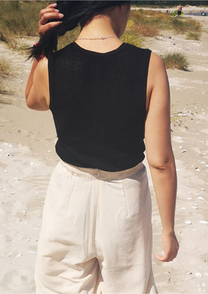 SHIRT SLEEVELESS STRETCH - KNIT black - BERENIK
