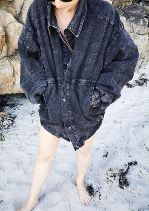 JACKET OVERSIZED - DENIM washed black - BERENIK