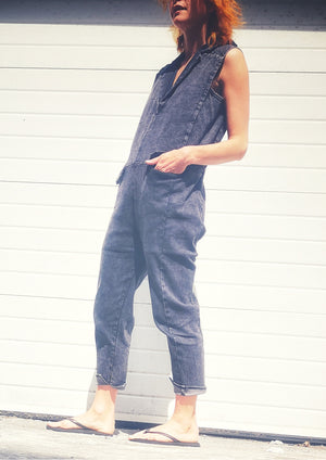 JUMPSUIT REVERS - DENIM washed black - BERENIK