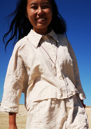 LIGHT SUMMER BLOUSE - NATURAL LINEN white - BERENIK