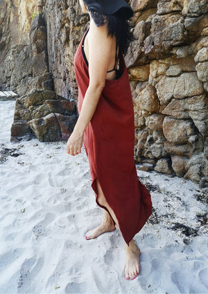SPORTIVE LONG DRESS - COTTON JERSEY rust - BERENIK