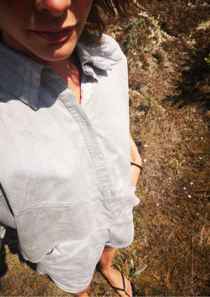 BLOUSE - SHORT SLEEVES - DENIM light grey washed - BERENIK
