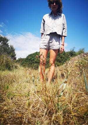 BLOUSE - SHORT SLEEVES - DENIM light grey washed - BERENIK