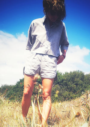 BLOUSE - SHORT SLEEVES - DENIM light grey washed - BERENIK