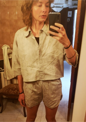 BLOUSE - SHORT SLEEVES - DENIM light grey washed - BERENIK