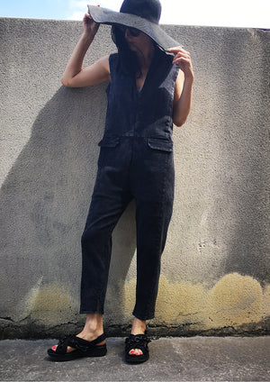 JUMPSUIT REVERS - DENIM washed black - BERENIK