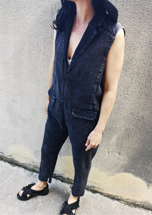 JUMPSUIT REVERS - DENIM washed black - BERENIK