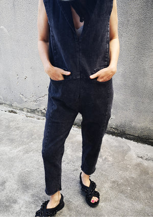 JUMPSUIT REVERS - DENIM washed black - BERENIK