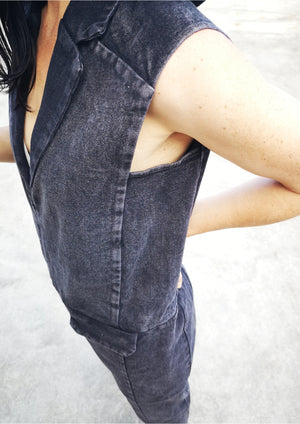 JUMPSUIT REVERS - DENIM washed black - BERENIK