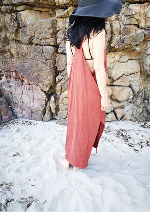 SPORTIVE LONG DRESS - COTTON JERSEY rust - BERENIK