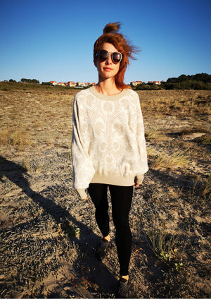 SWEATER OVERSIZED - KNIT PEACOCK beige - BERENIK