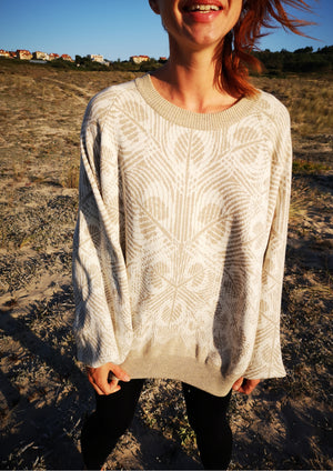 SWEATER OVERSIZED - KNIT PEACOCK beige - BERENIK