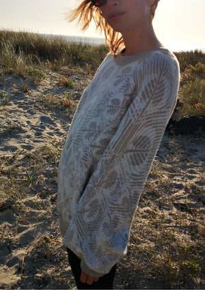SWEATER OVERSIZED - KNIT PEACOCK beige - BERENIK